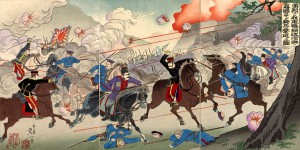 鴨緑江会戦(日露戦争) 1904 楊斎延一 (明治期の浮世絵師)